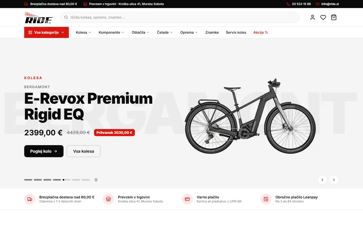 Spletna trgovina Ride.si